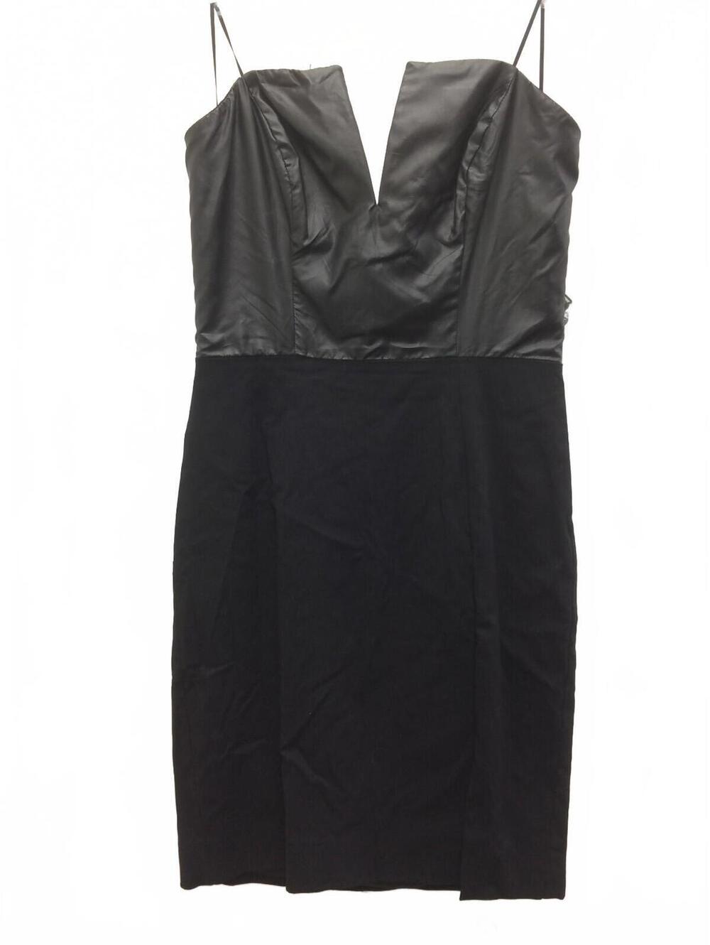 Guess Los Angeles Strapless V-Notch Neck Faux Leather Bodycon Dress Women 12